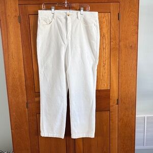 LOFT Cream/Off-White Straight Leg Corduroy Pants